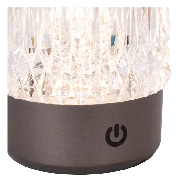 Lucide LILY - Rechargeable Table lamp - Battery pack - Ø 8 cm - LED Dim to warm - 1x3W 2700K/3000K - Gun Metal - Set of 3 - detail 2